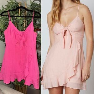 HOT PINK Cotton Candy LA “La Tessa” Cutout Ruffle Mini Dress